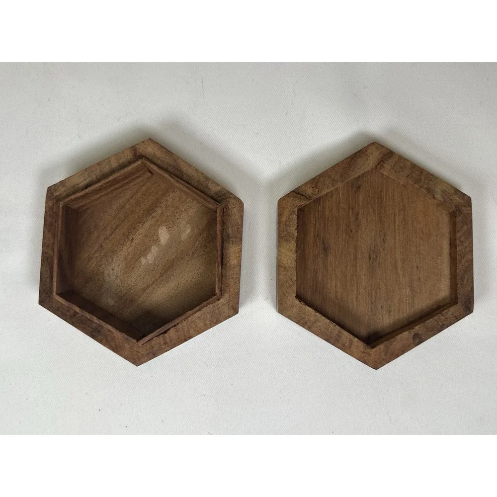 Hexagon wood brass